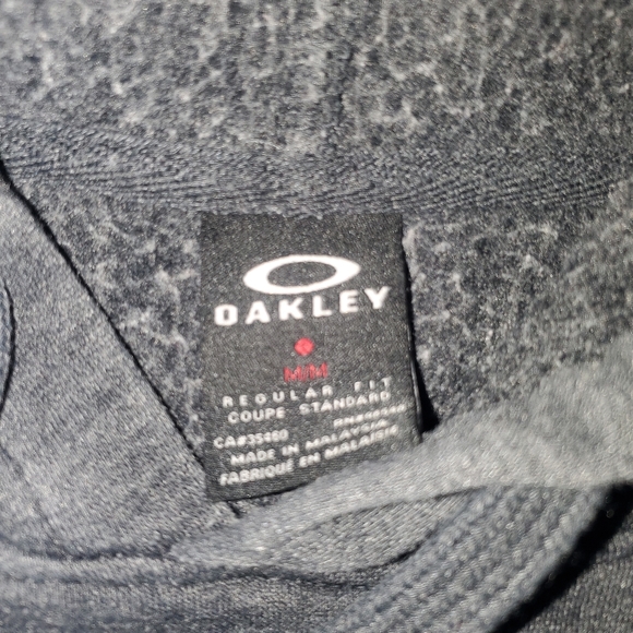 Oakley Mens Hoodie Medium Dark Gray Spell Out Logo Hooded Sweatshirt Drawstring - Picture 5 of 9